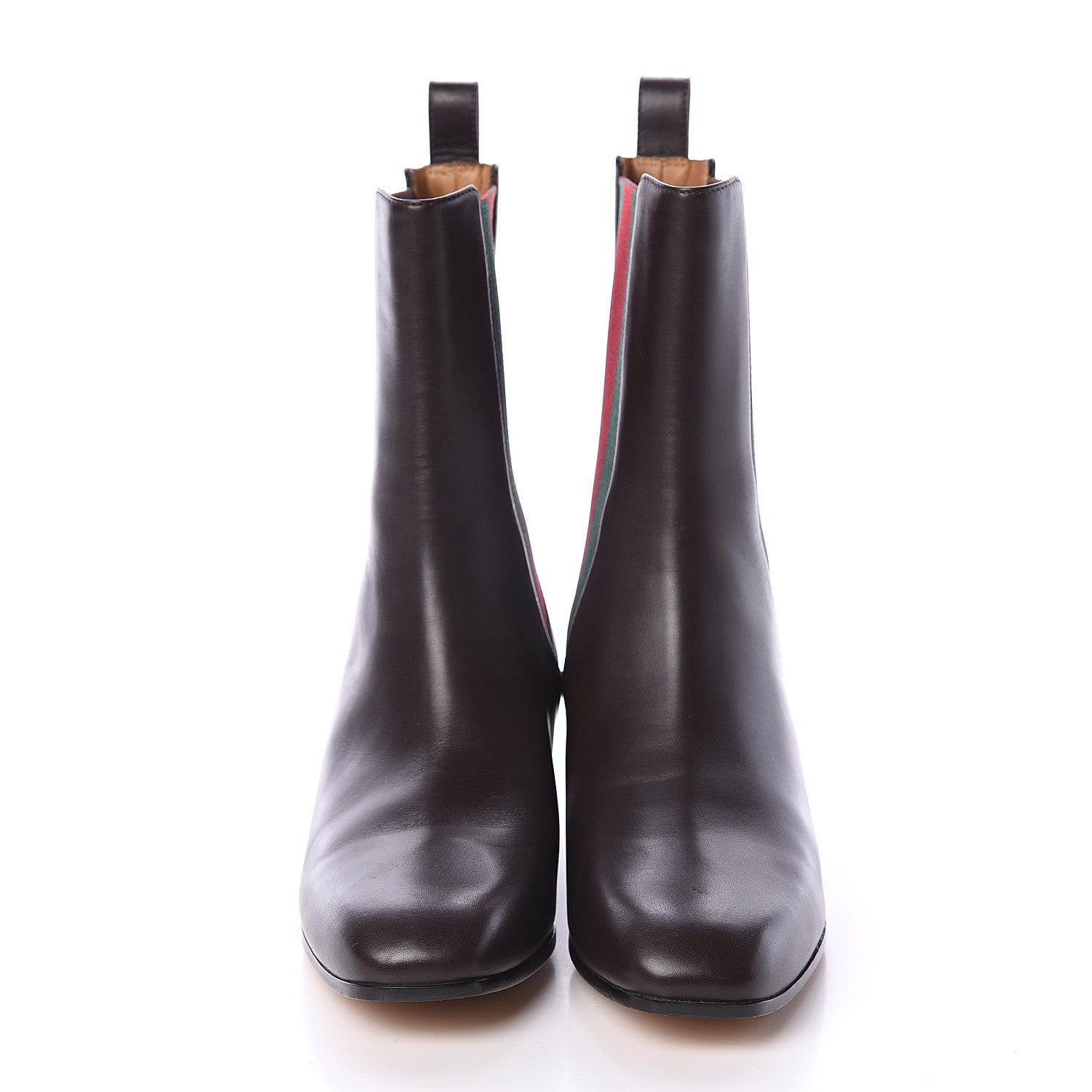 Gucci Calfskin Web Karen Ankle Boots 39 Brown 2 of 6