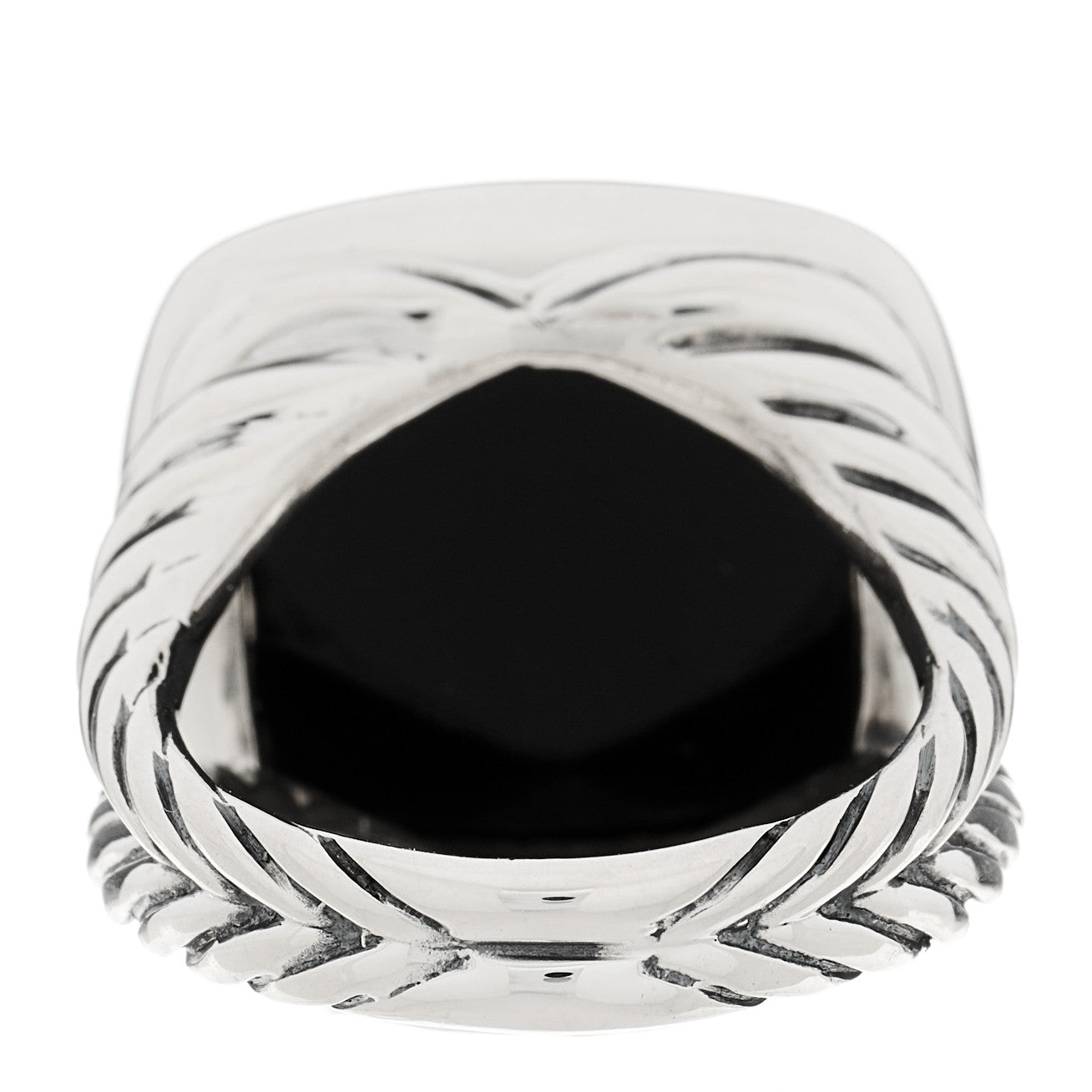 David Yurman Sterling Silver Diamond Black Onyx 17mm Albion Ring 56 7.5 4 of 5