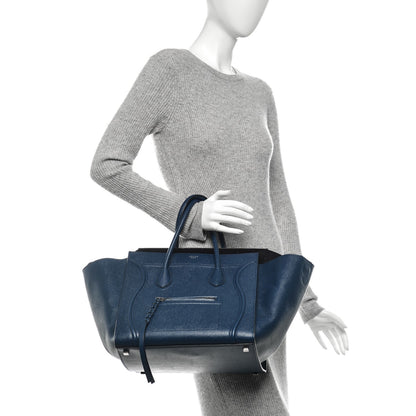 Celine Grained Calfskin Medium Phantom Luggage Deepsea 2 of 7