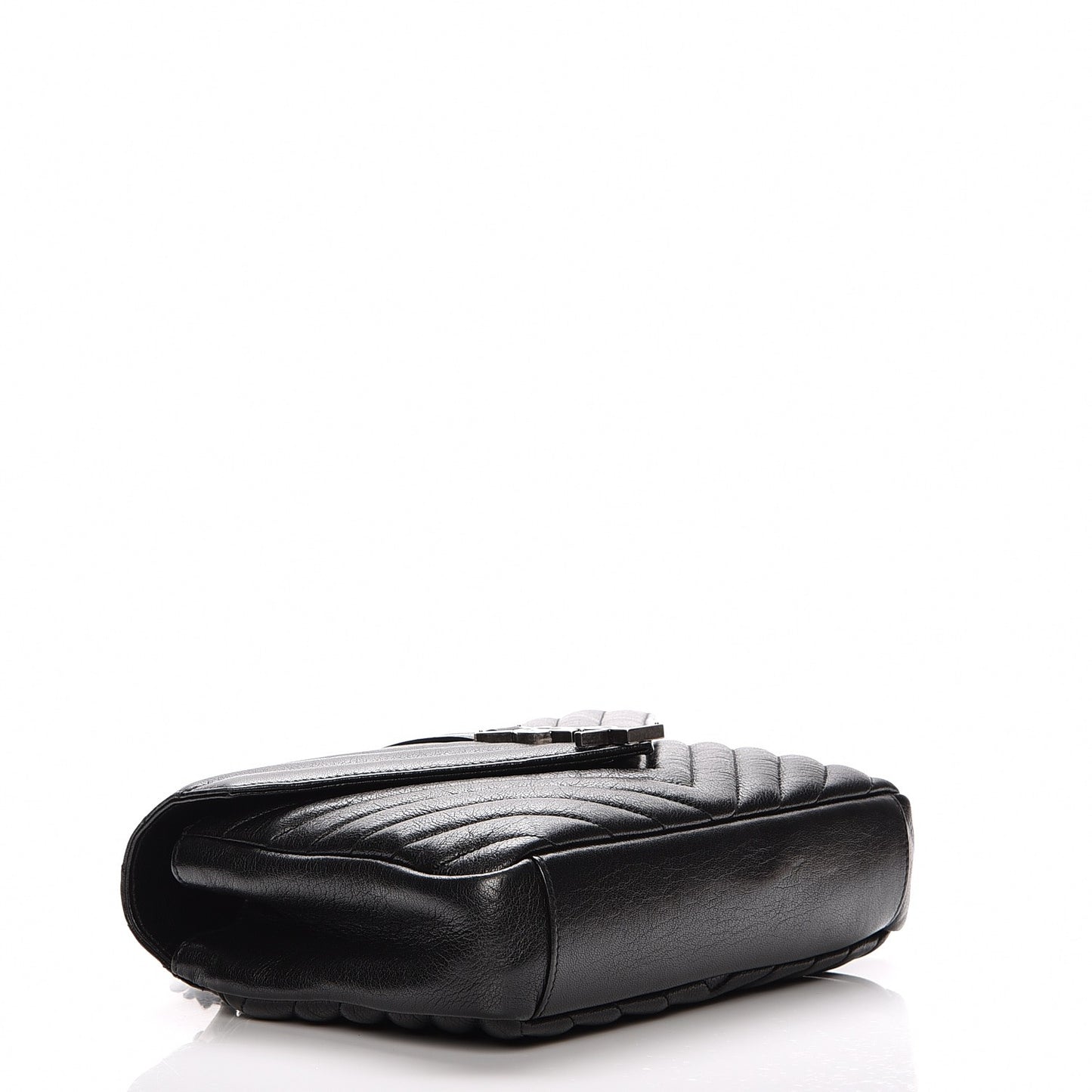 Sheepskin Matelasse Chevron Monogram Medium College Bag Black