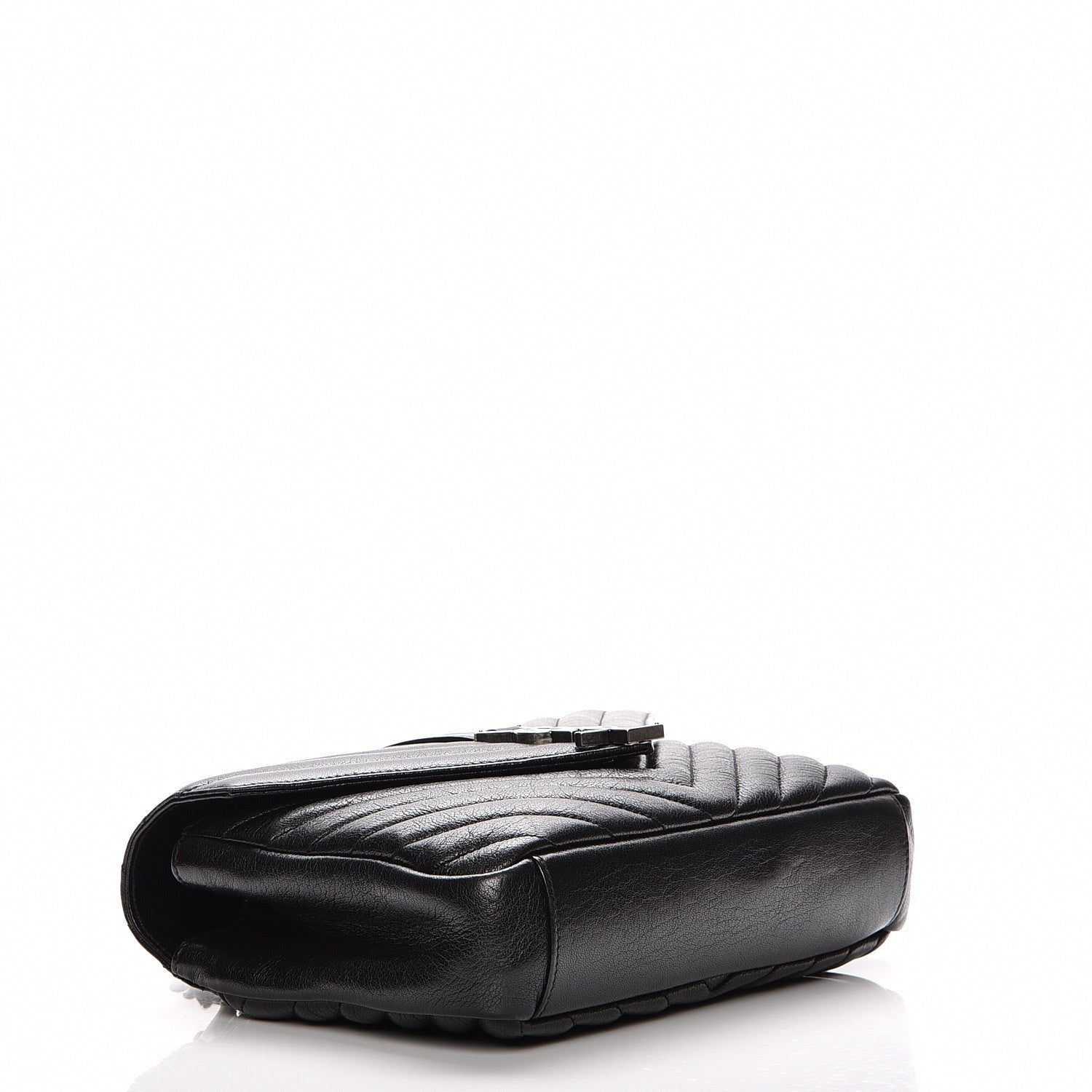 Saint Laurent Sheepskin Matelasse Chevron Monogram Medium College Bag Black 5 of 8