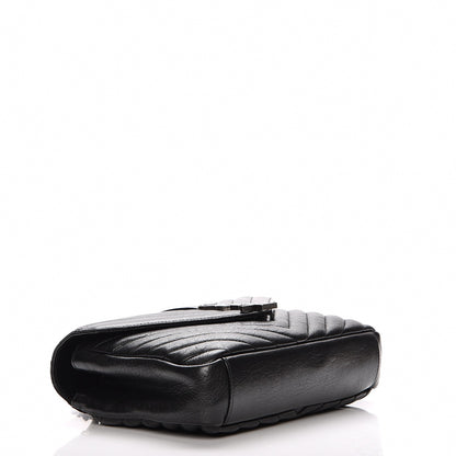 Saint Laurent Sheepskin Matelasse Chevron Monogram Medium College Bag Black 5 of 8