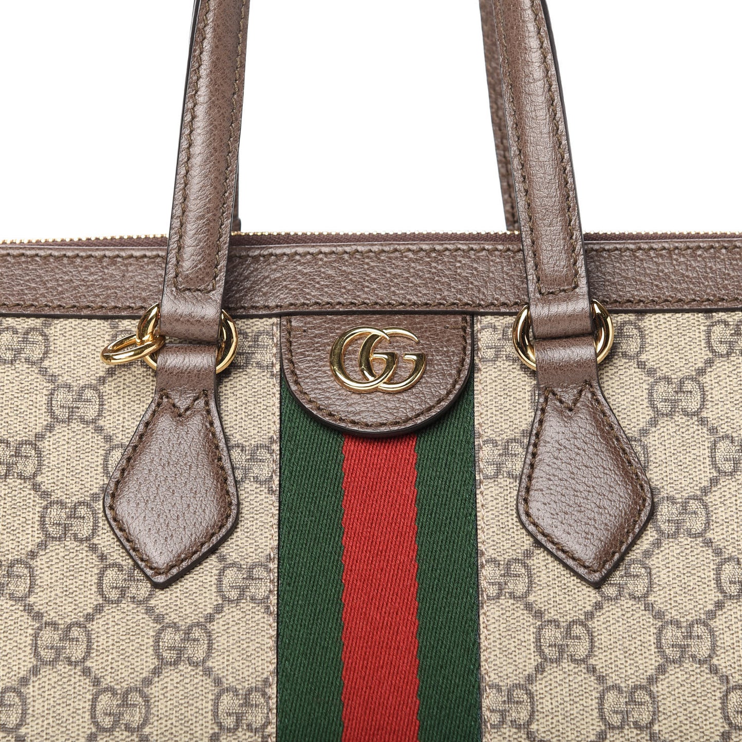 GG Supreme Monogram Web Medium Ophidia Tote Bag Brown