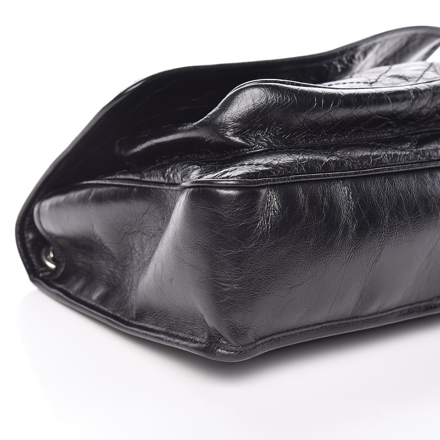 Saint Laurent Crinkled Calfskin Matelasse Monogram Large Niki Chain Satchel Black 8 of 9