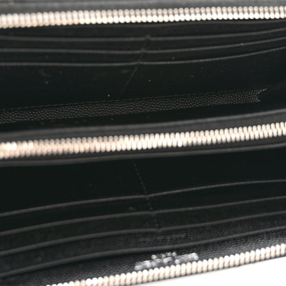 Saint Laurent Grain De Poudre Matelasse Chevron Monogram Zip Around Wallet Black 5 of 11