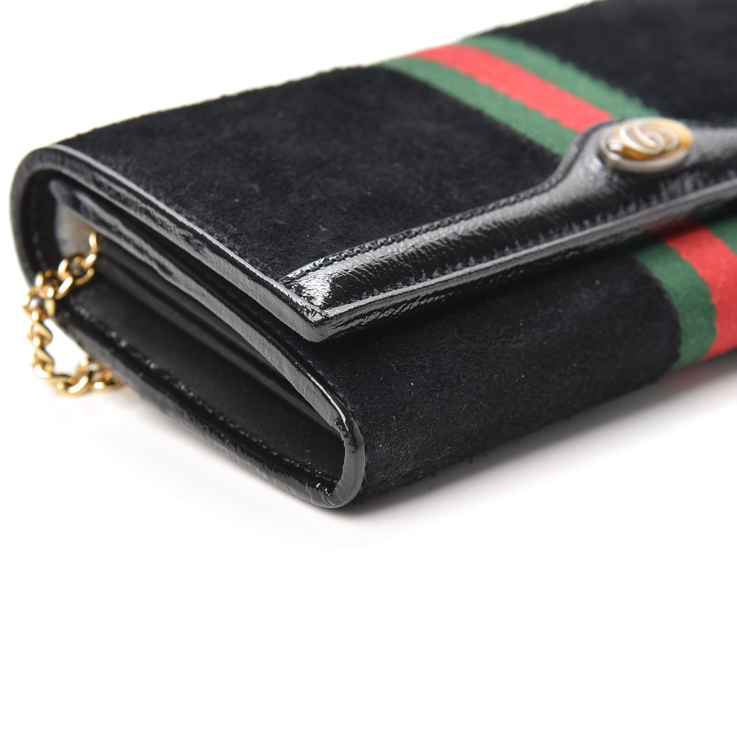 Suede Patent Web Ophidia Wallet On Chain Black