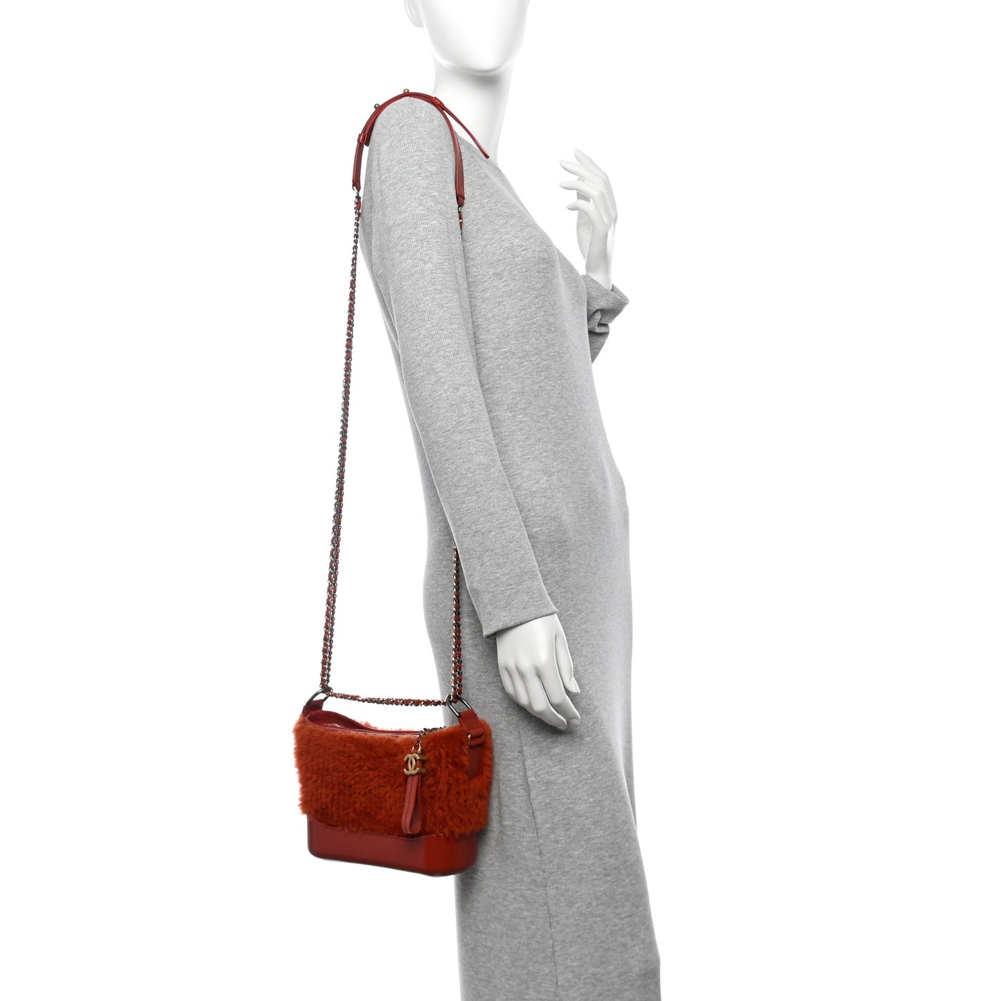 Shearling Small Gabrielle Hobo Red