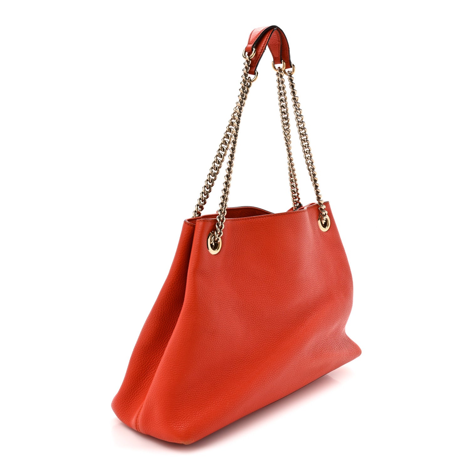 Gucci Pebbled Calfskin Medium Soho Chain Shoulder Bag Sun Orange 3 of 17