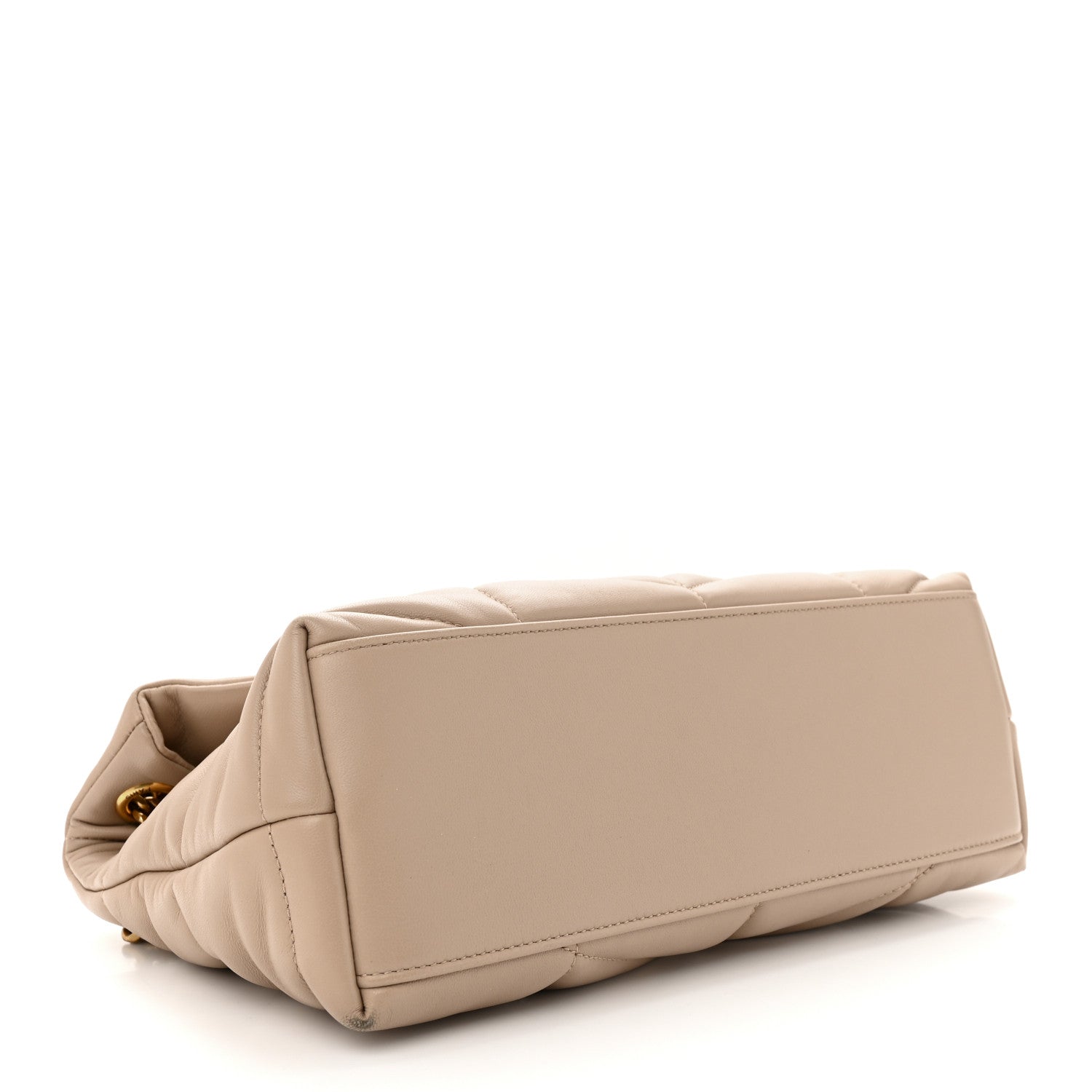 Saint Laurent Lambskin Quilted Small Loulou Puffer Monogram Chain Satchel Dark Beige 4 of 13