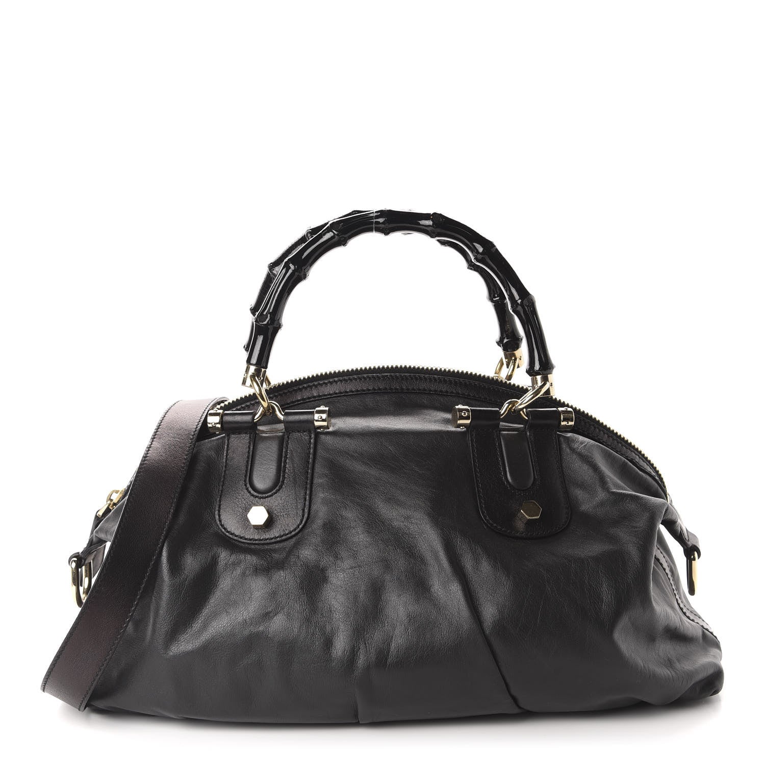 Gucci Calfskin Pop Bamboo Top Handle Tote Black 1 of 10