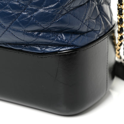 Chanel Aged Calfskin Quilted Large Gabrielle Shopping Tote Navy Black 19 of 25