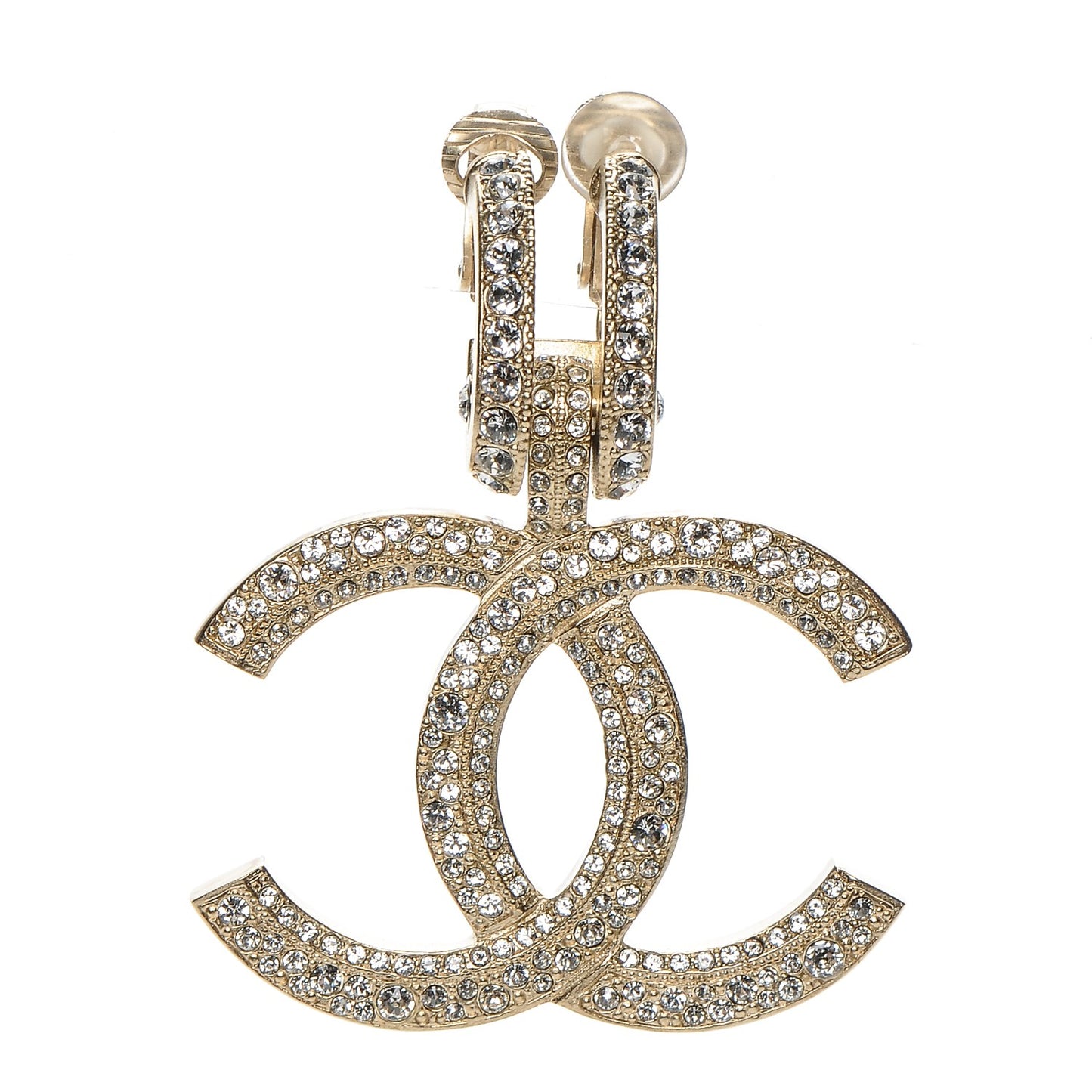 Crystal CC Single Clip On Earring Gold