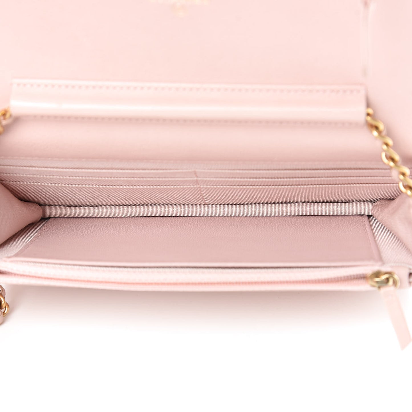 Calfskin Chevron Quilted Wallet On Chain WOC Pink