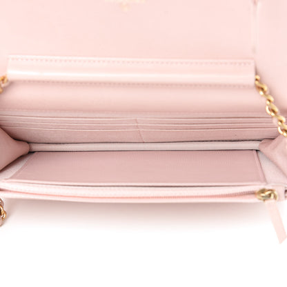 Chanel Calfskin Chevron Quilted Wallet On Chain WOC Pink 5 of 16