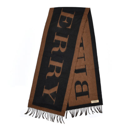 Burberry Wool Cashmere Logo Scarf Camel 2 of 5