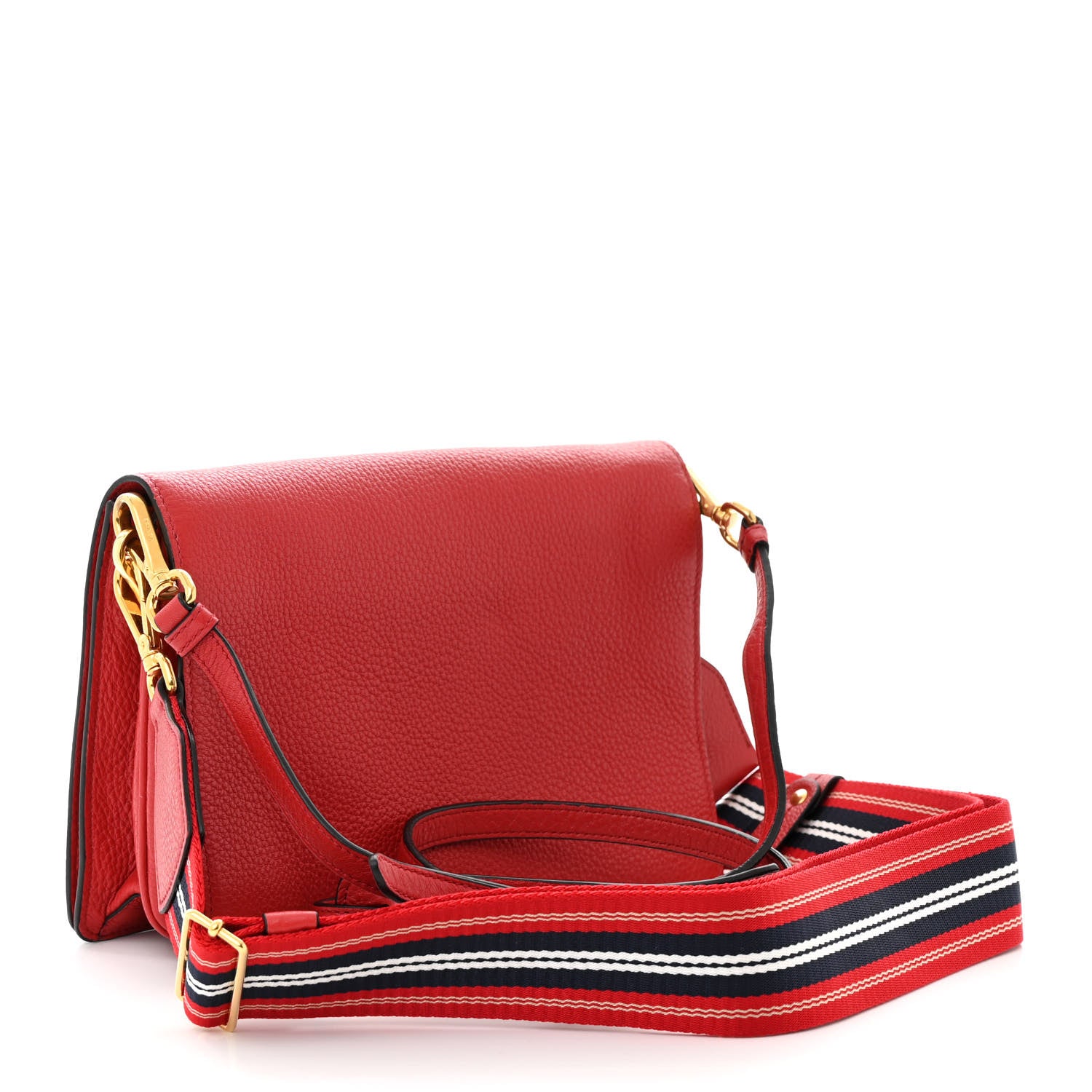 Prada Vitello Daino Flap Crossbody Rosso 3 of 12
