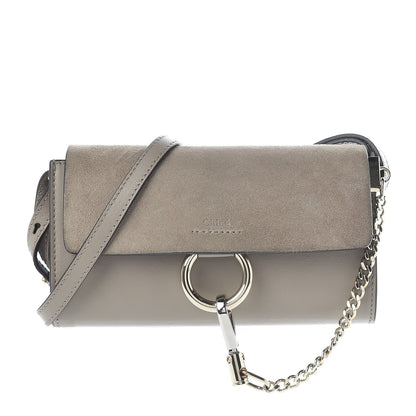Chloe Suede Calfskin Mini Faye Shoulder Bag Motty Grey 1 of 10