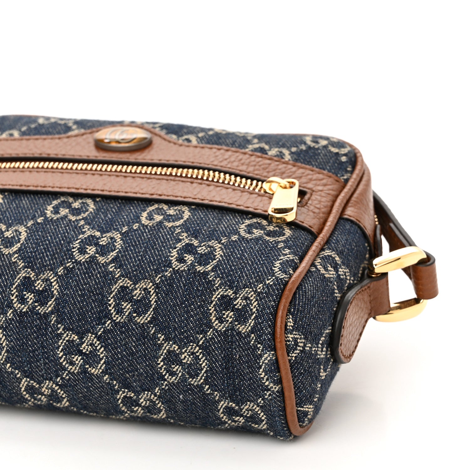 Gucci New Denim GG Monogram Dollar Calfskin Mini Ophidia Shoulder Bag Blue Tea Cuir Epilog 10 of 11