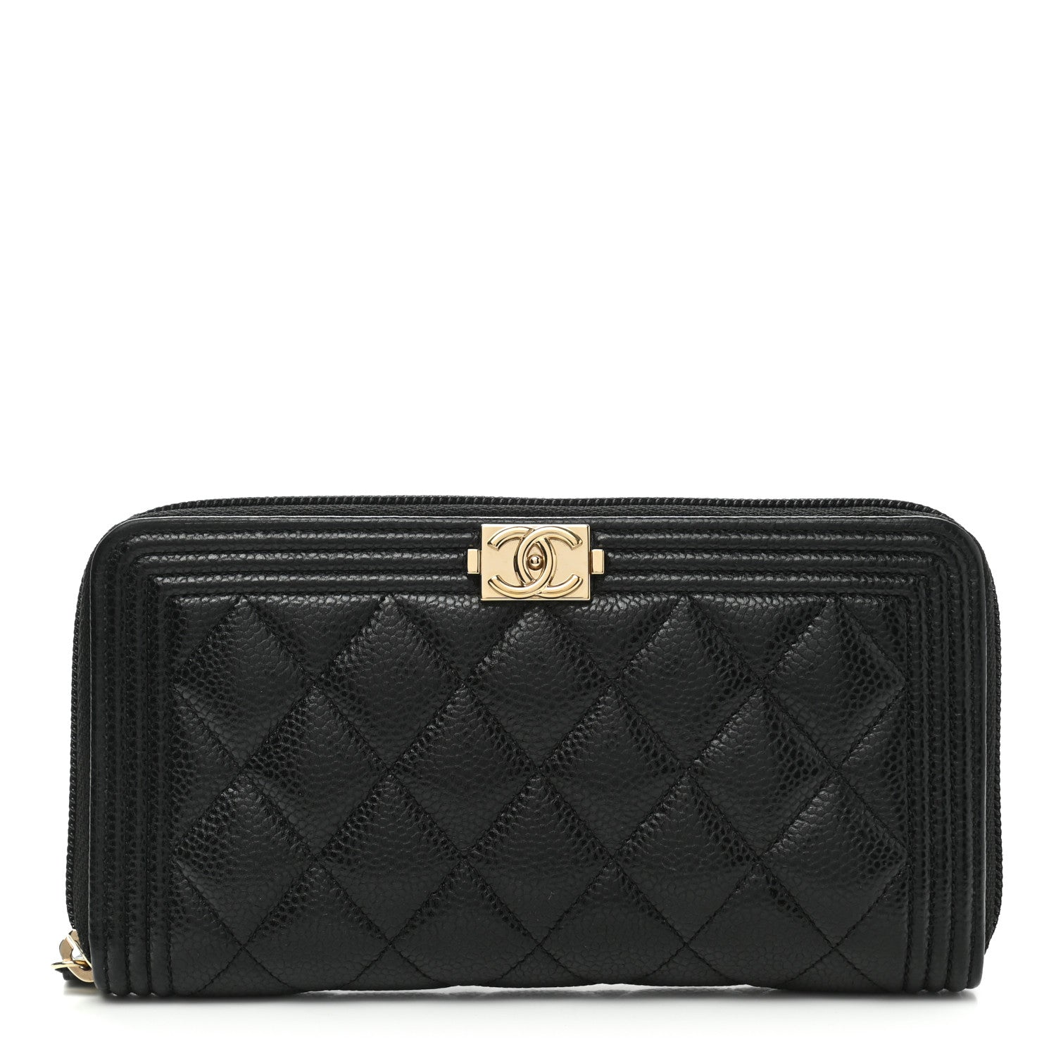 Chanel Caviar Quilted Boy Long Zip Around Wallet Black 1 of 8