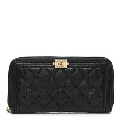Chanel Caviar Quilted Boy Long Zip Around Wallet Black 1 of 8