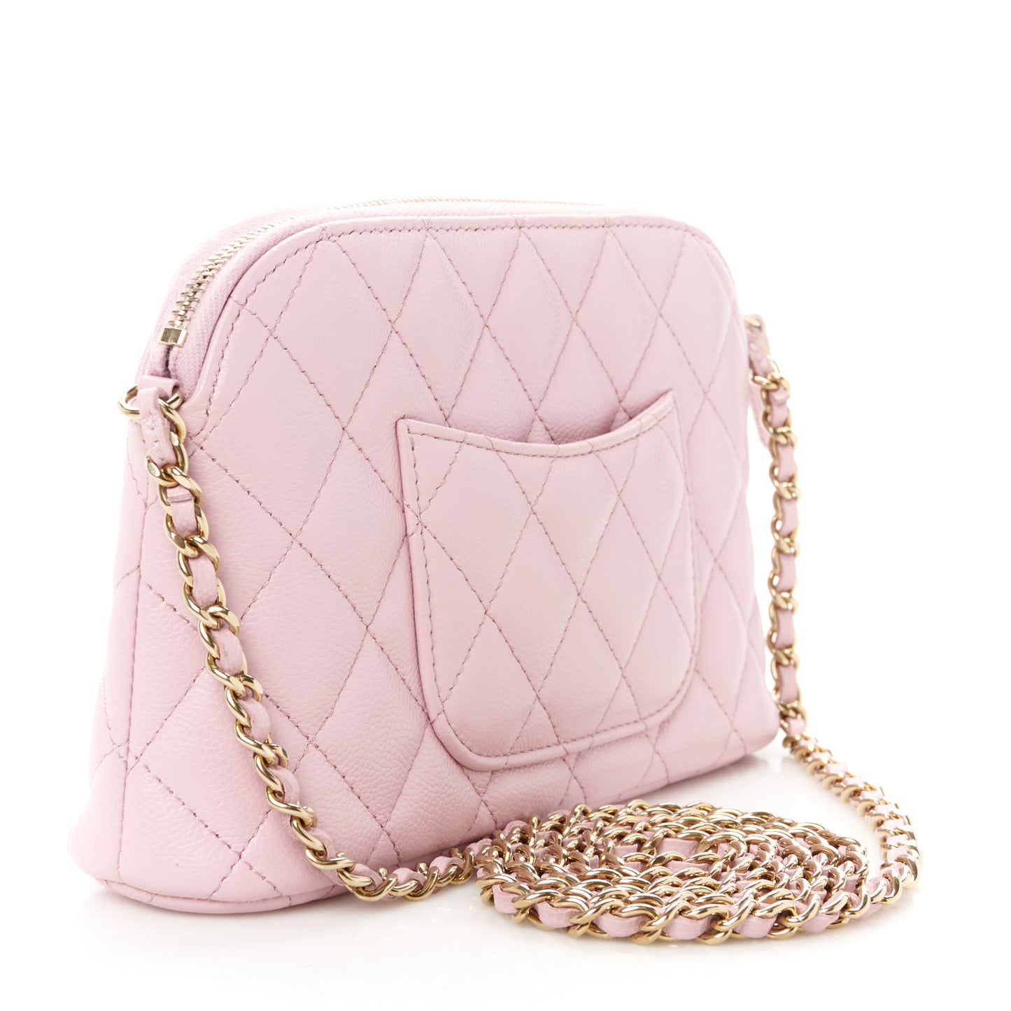 Caviar Quilted Classic Clutch With Chain Pink