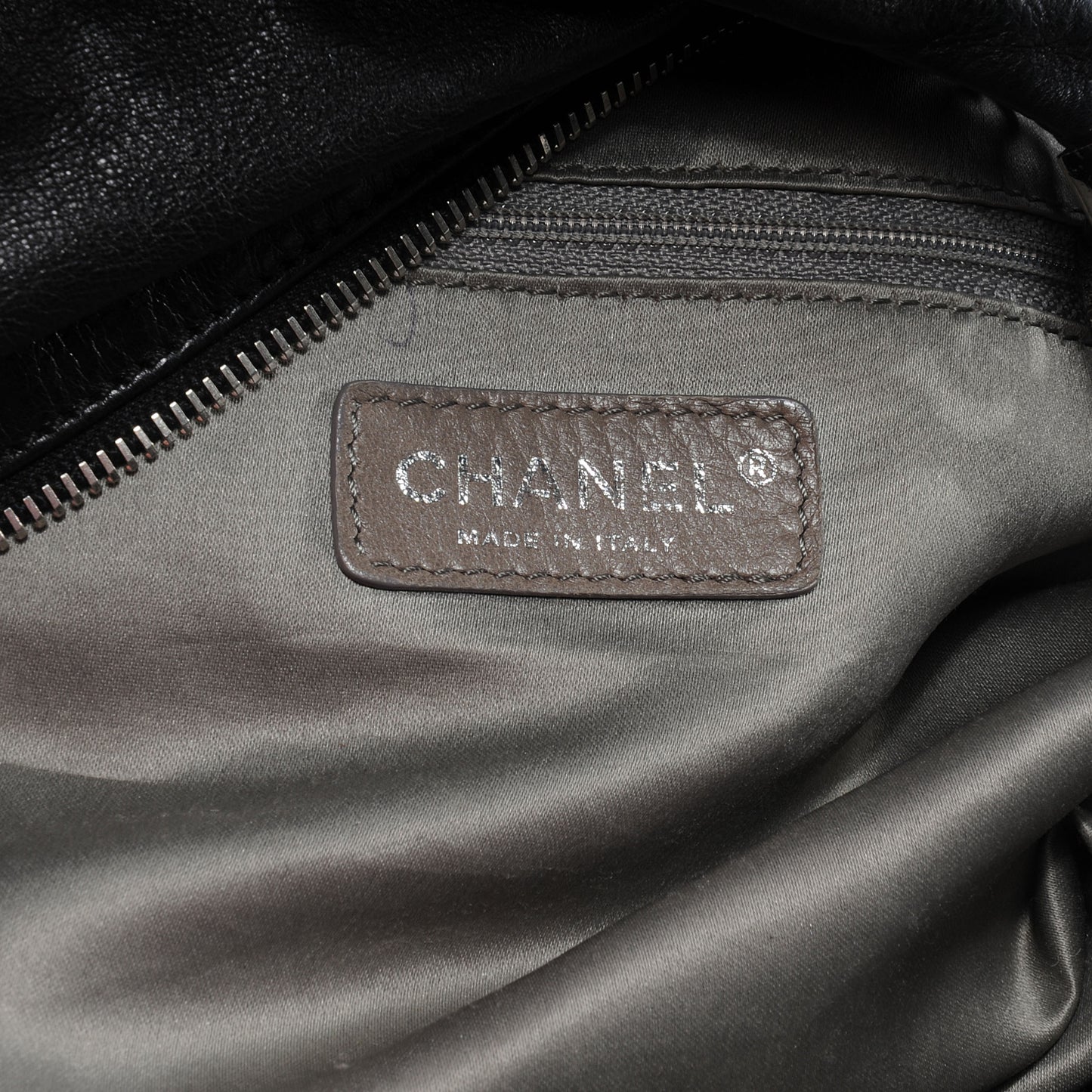 Lambskin Large Rock and Chain Hobo Black