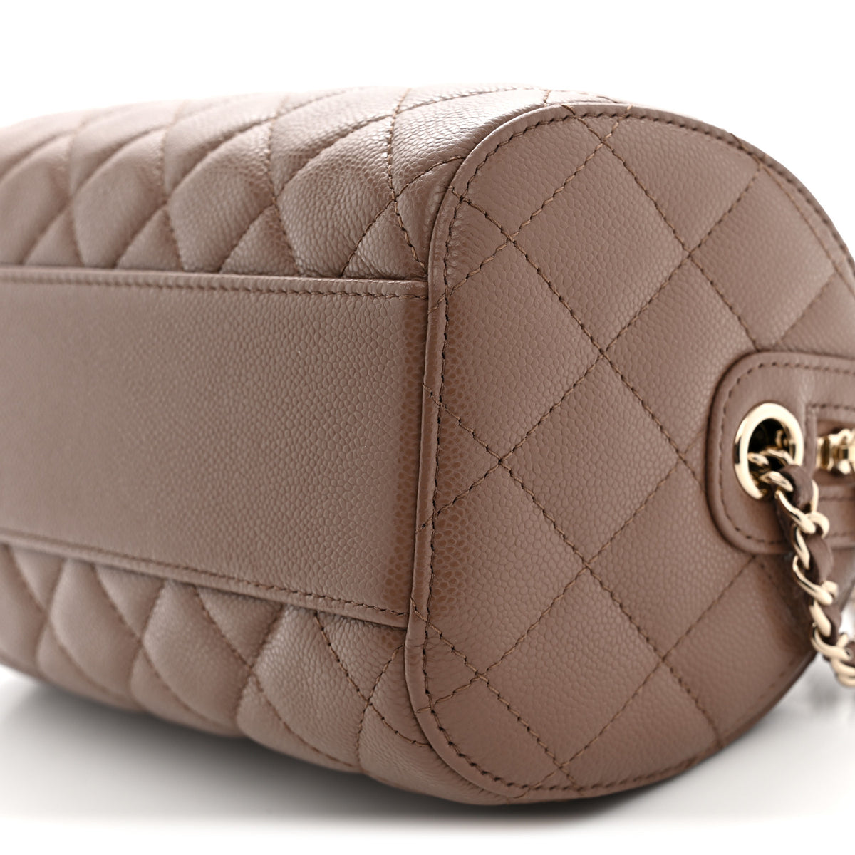 Chanel Caviar Quilted Barrel Clutch With Chain Brown 10 of 10