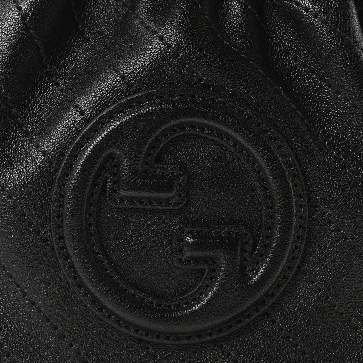 Gucci Sakai Be Green Calfskin Diagonal Stitched Mini Blondie Bucket Bag Black 8 of 10