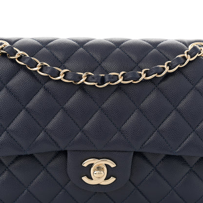 Chanel Caviar Quilted Medium Double Flap Dark Blue 8 of 13