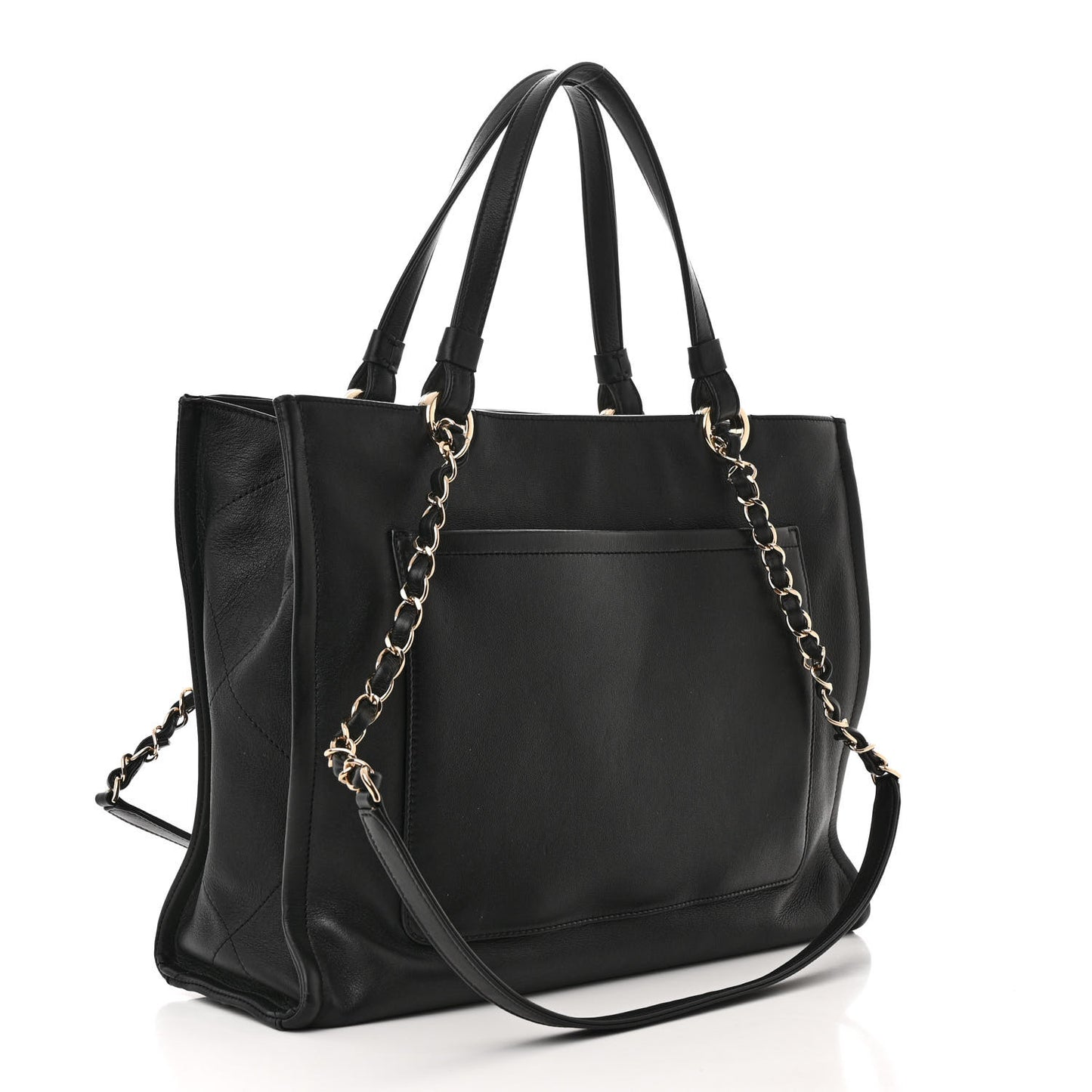 Calfskin CC Zipped Shopping Tote Black