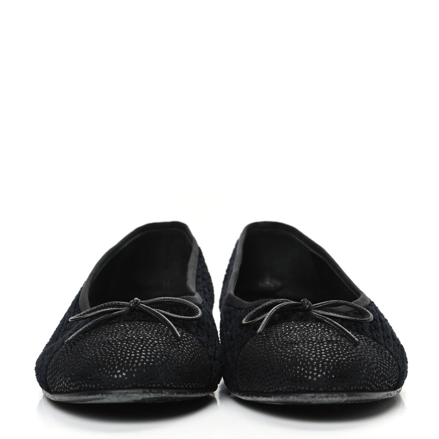 Tweed Caviar Cap Toe Ballerina Flats 39.5 Black