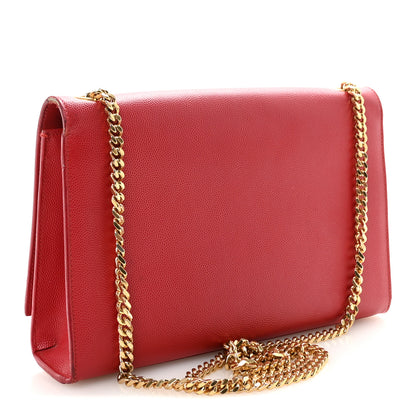 Saint Laurent Grain De Poudre Medium Monogram Kate Satchel Red 3 of 9