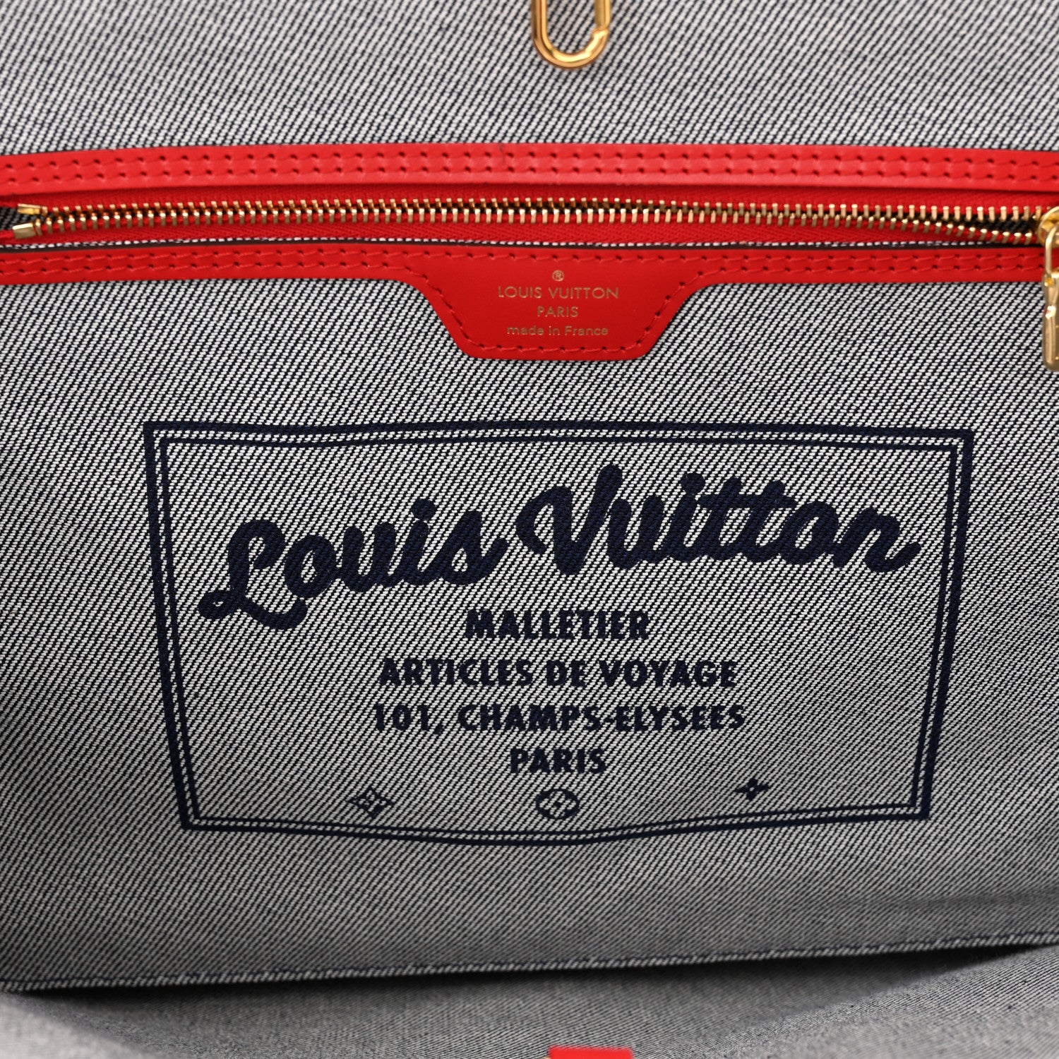 Louis Vuitton Denim Damier Monogram Patchwork Neverfull Blue Rouge 9 of 13
