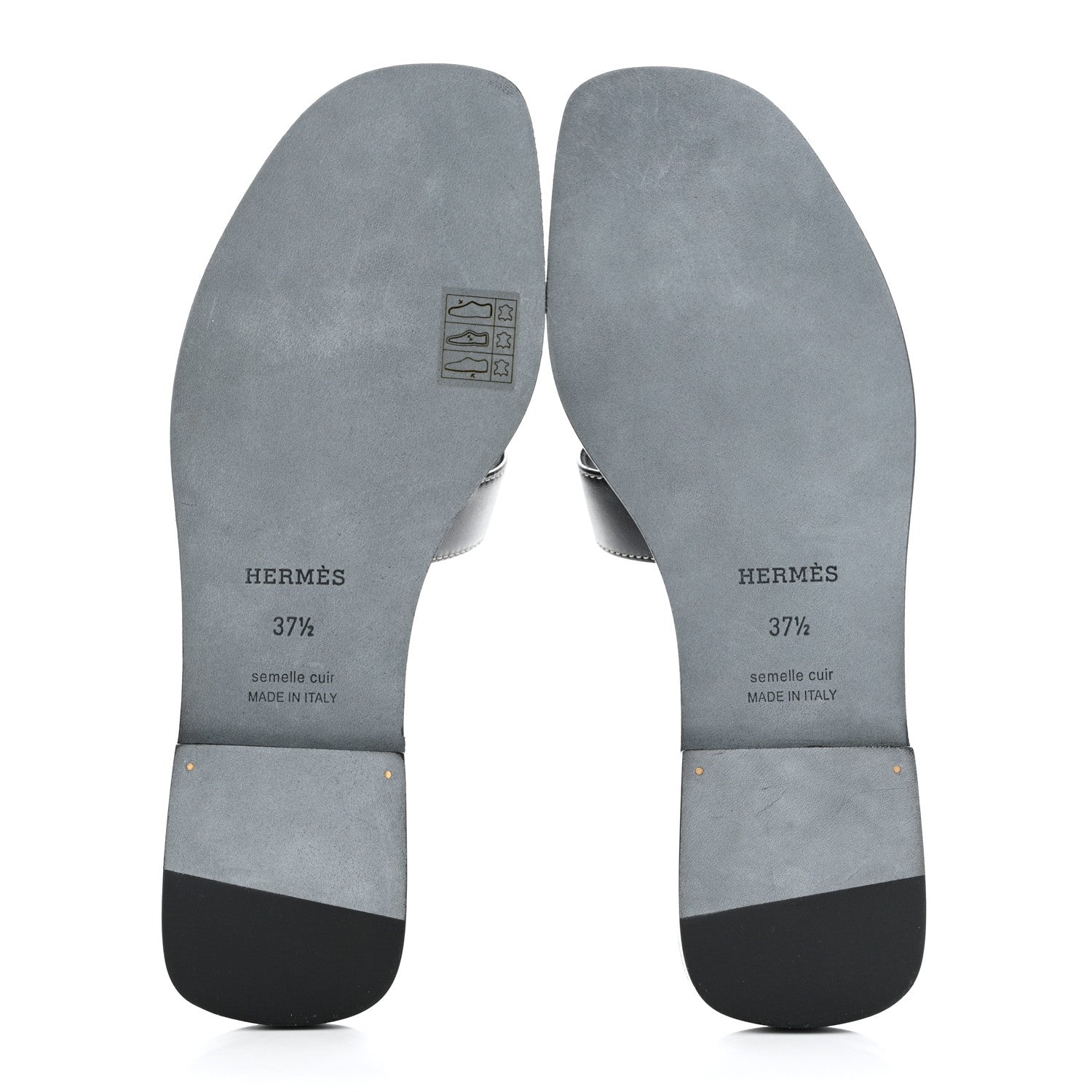 Hermes Box Calfskin Oran Sandals 37.5 Black 5 of 9