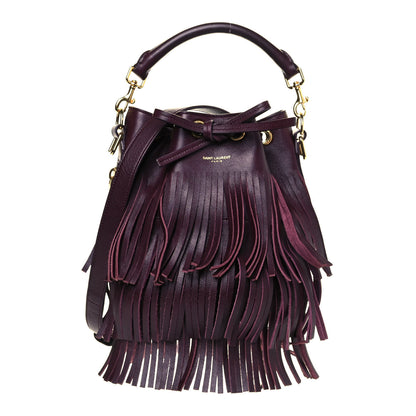 Saint Laurent Calfskin Small Emmanuelle Fringe Hobo Bag Burgundy 1 of 11