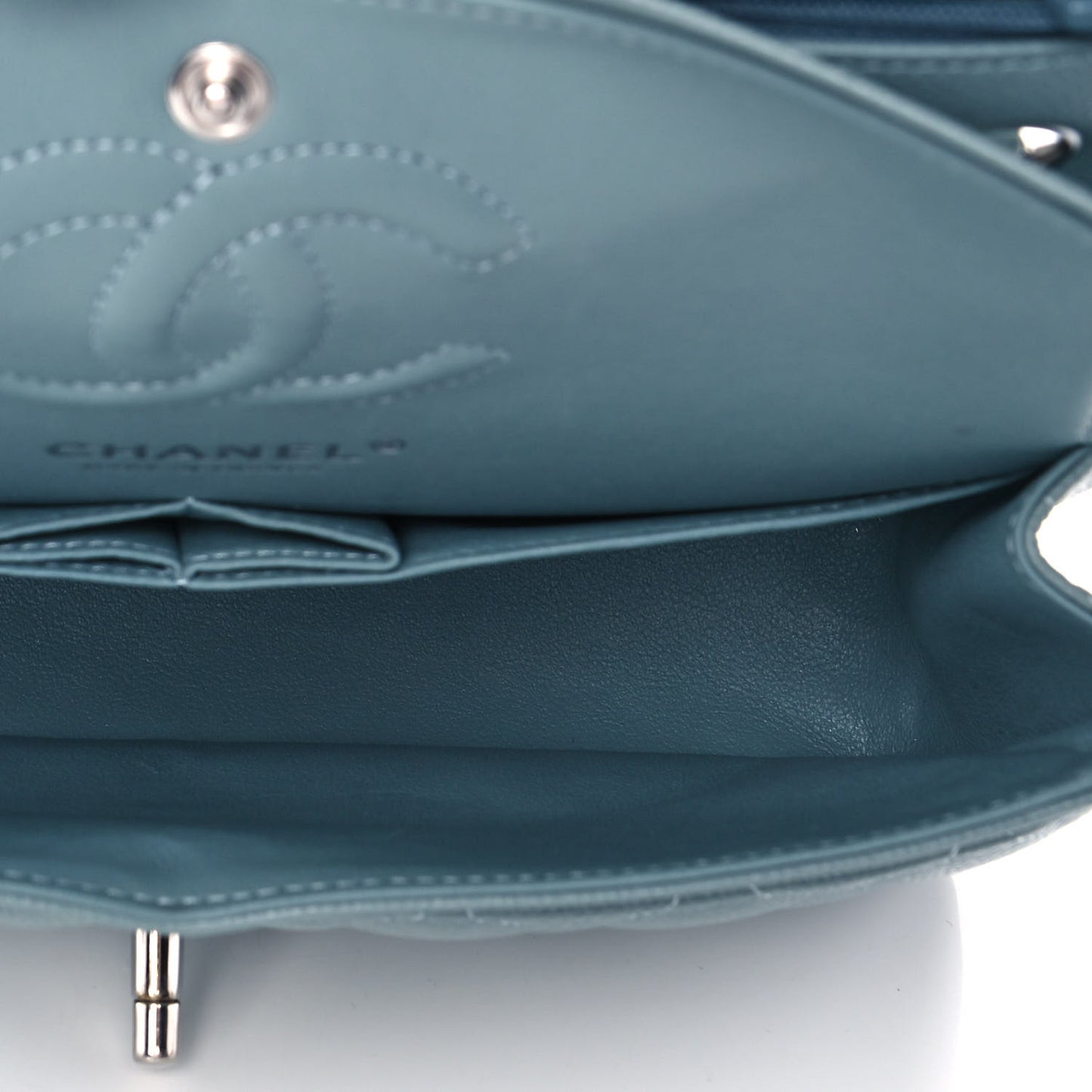 Caviar Quilted Small Double Flap Light Blue