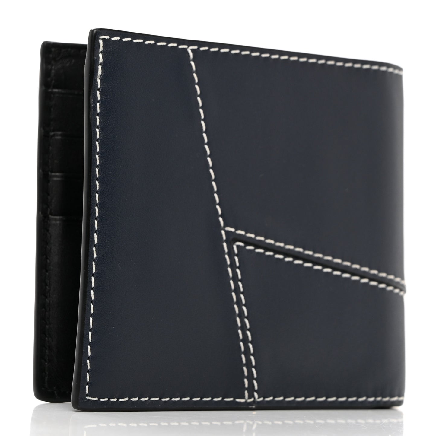 Calfskin Puzzle Bi-fold Wallet Navy