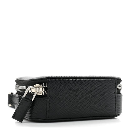 Prada Saffiano Travel Metal Triangle Logo Mini Pouch Shoulder Bag Black 4 of 8