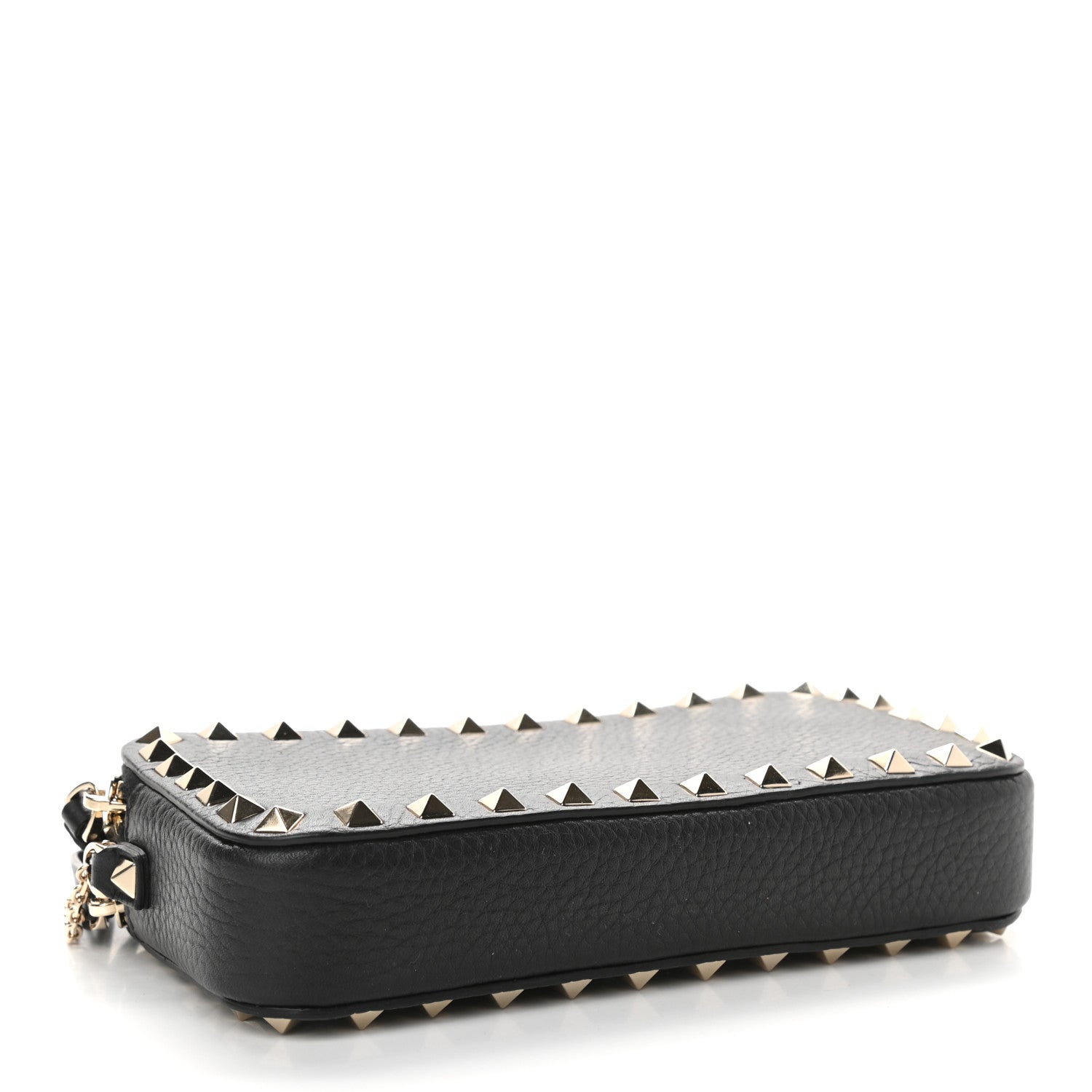 Valentino Garavani Pebbled Calfskin Rockstud Double Zip Camera Crossbody Bag Black 4 of 10