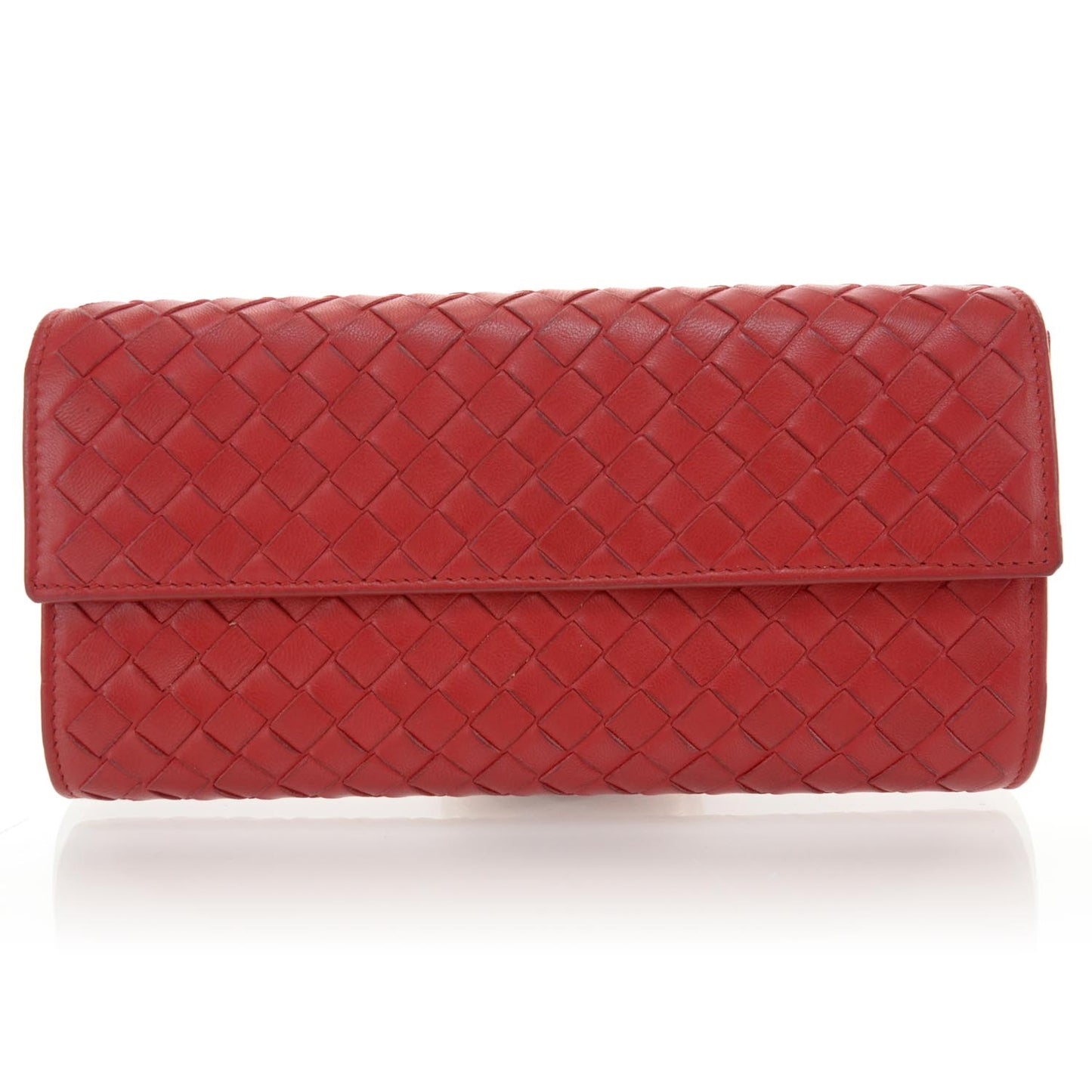 Nappa Intrecciato Continental Flap Wallet Red