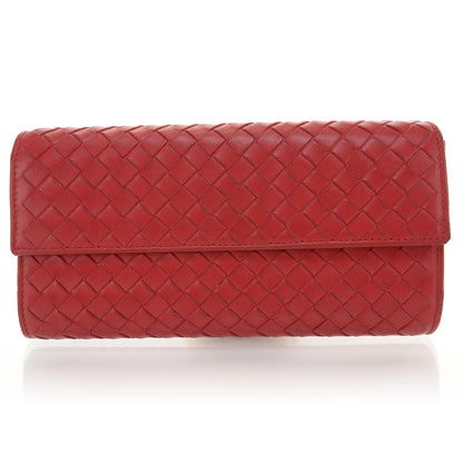 Bottega Veneta Nappa Intrecciato Continental Flap Wallet Red 1 of 8