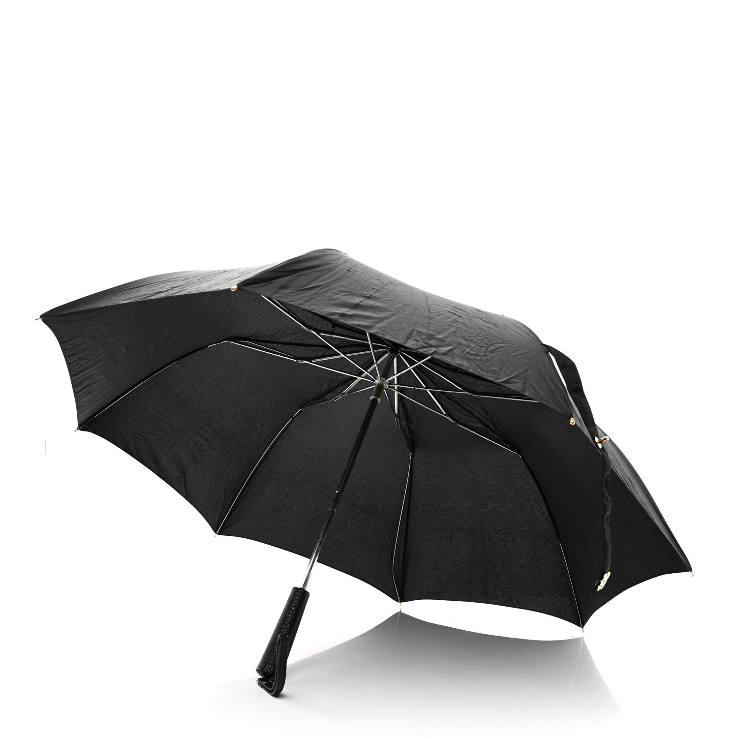 Chanel Nylon Grained Calfskin Umbrella With Case Black 2 of 7