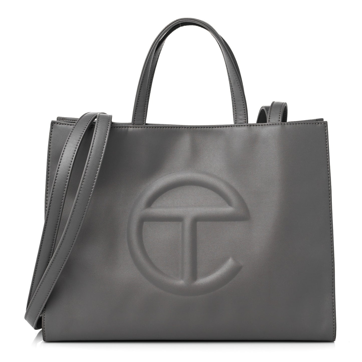 Vegan Leather Medium Shopping Bag Grey