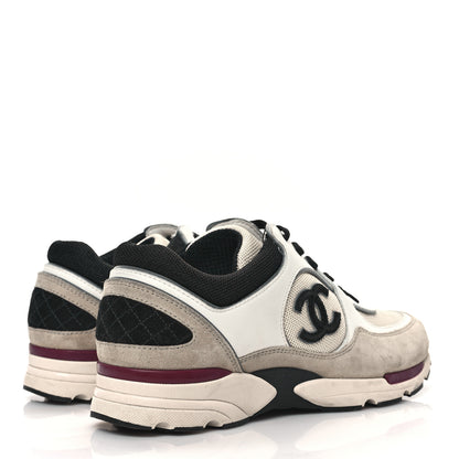 Chanel Mesh Suede Calfskin Womens CC Sneakers 38.5 White Ivory Beige 4 of 11