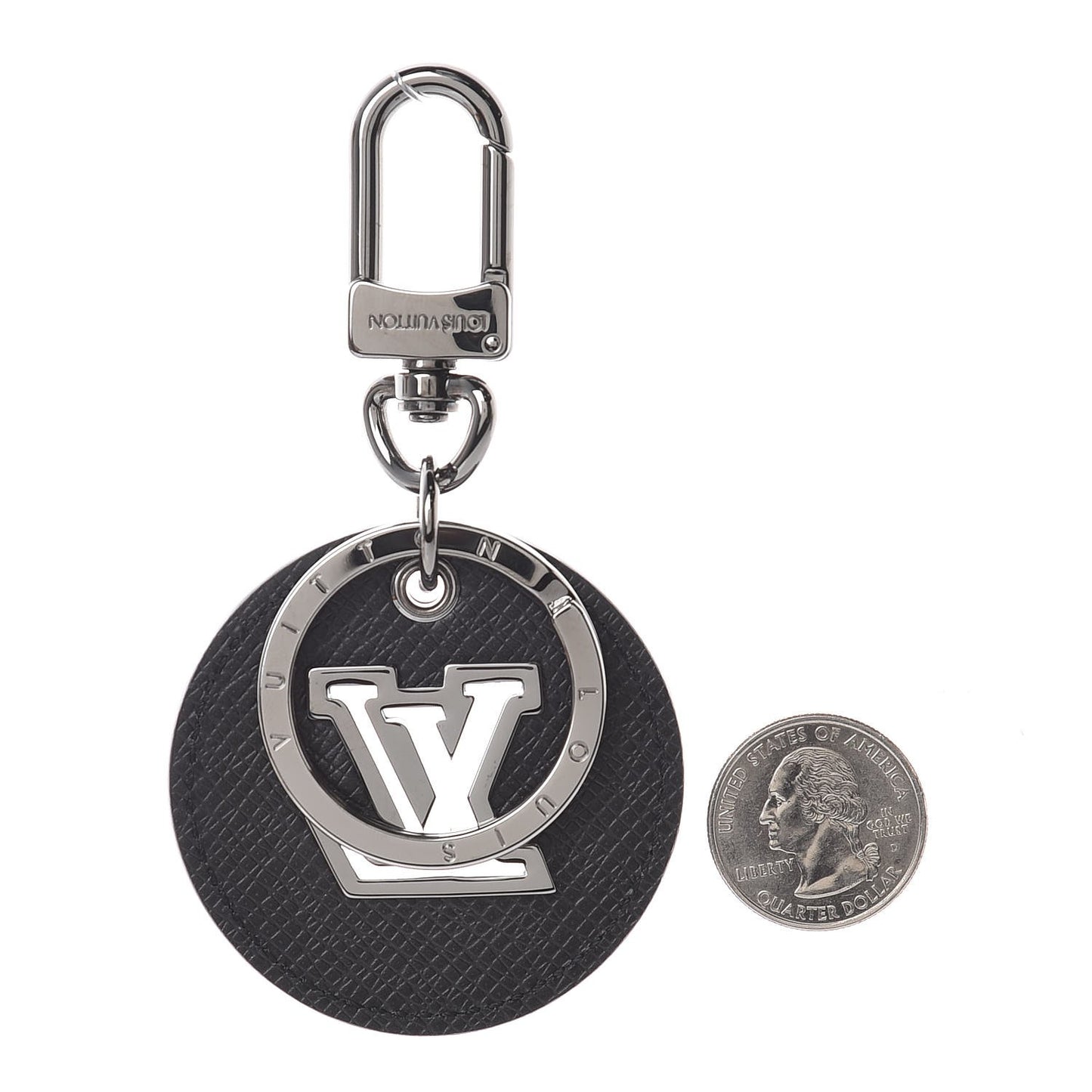 Taiga LV Circle Eyelet Bag Charm Key Holder Black