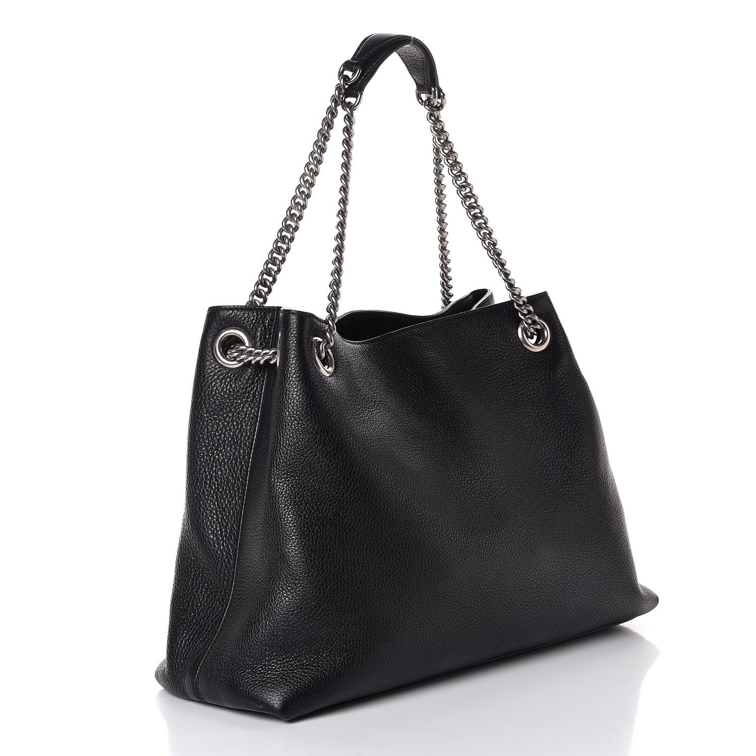 Gucci Pebbled Calfskin Studded Medium Soho Chain Shoulder Bag Black 3 of 7