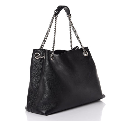 Gucci Pebbled Calfskin Studded Medium Soho Chain Shoulder Bag Black 3 of 7