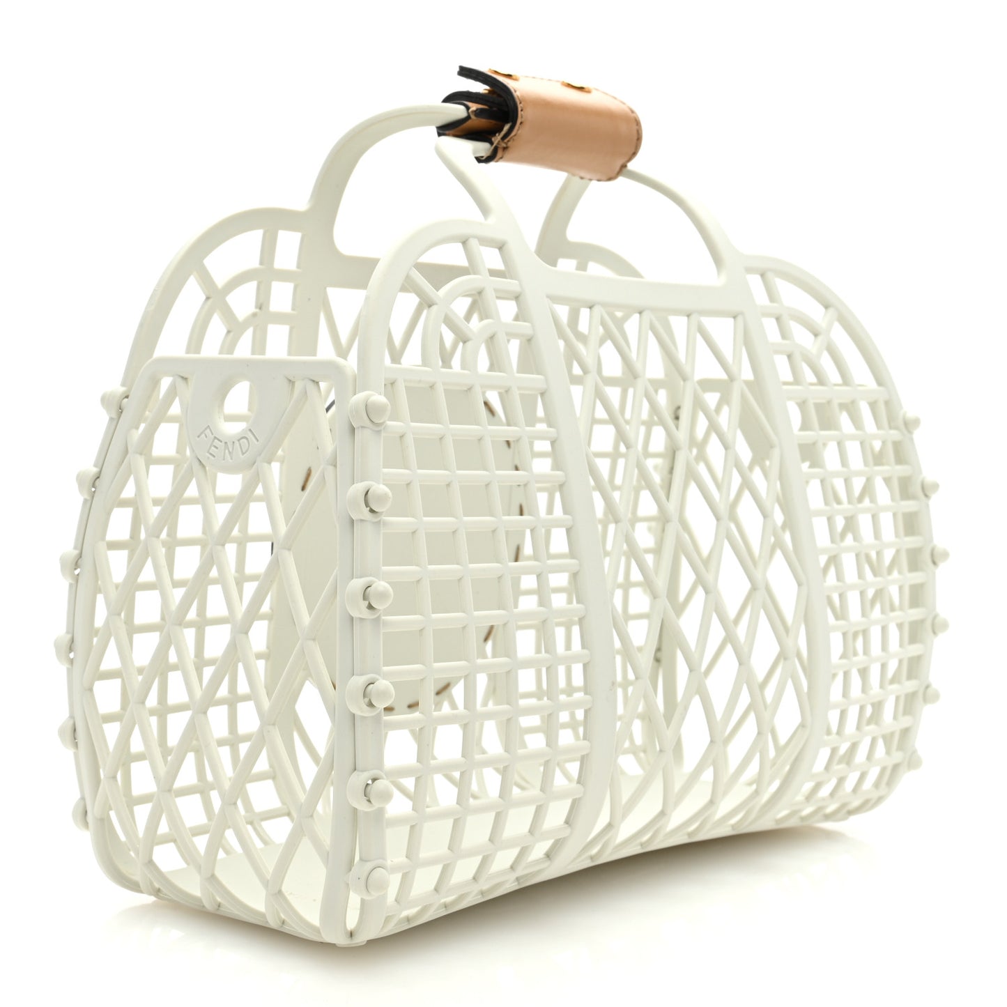 Recycled Plastic Vitello Liberty Matte Small Fendi Basket White Ice Miele Scuro