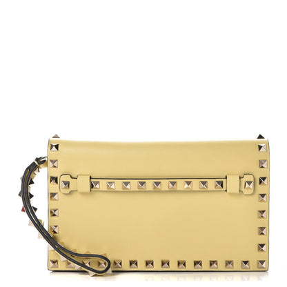 Valentino Garavani Nappa Small Rockstud Wristlet Clutch Light Yellow 1 of 8