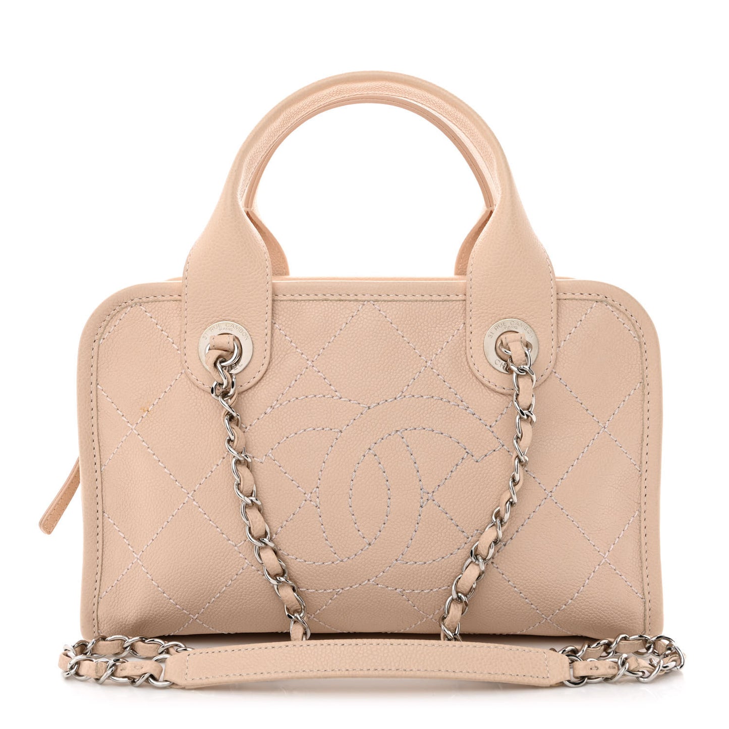 Caviar Quilted Small Deauville Bowling Bag Light Pink